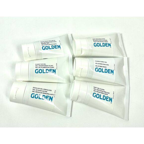 Golden Artist Gel Paints Lot 6 Soft Extra Heavy Clear Tar Semi Gloss 2oz ea - Picture 1 of 4